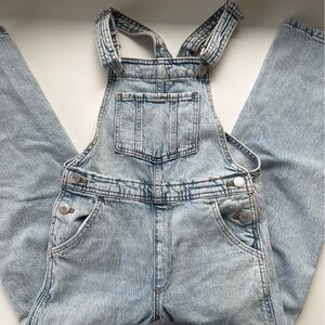 Kids Light Wash Blue Denim Overalls Sz 7-8